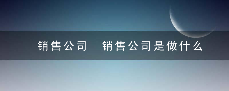 销售公司 销售公司是做什么的（记得收藏）
